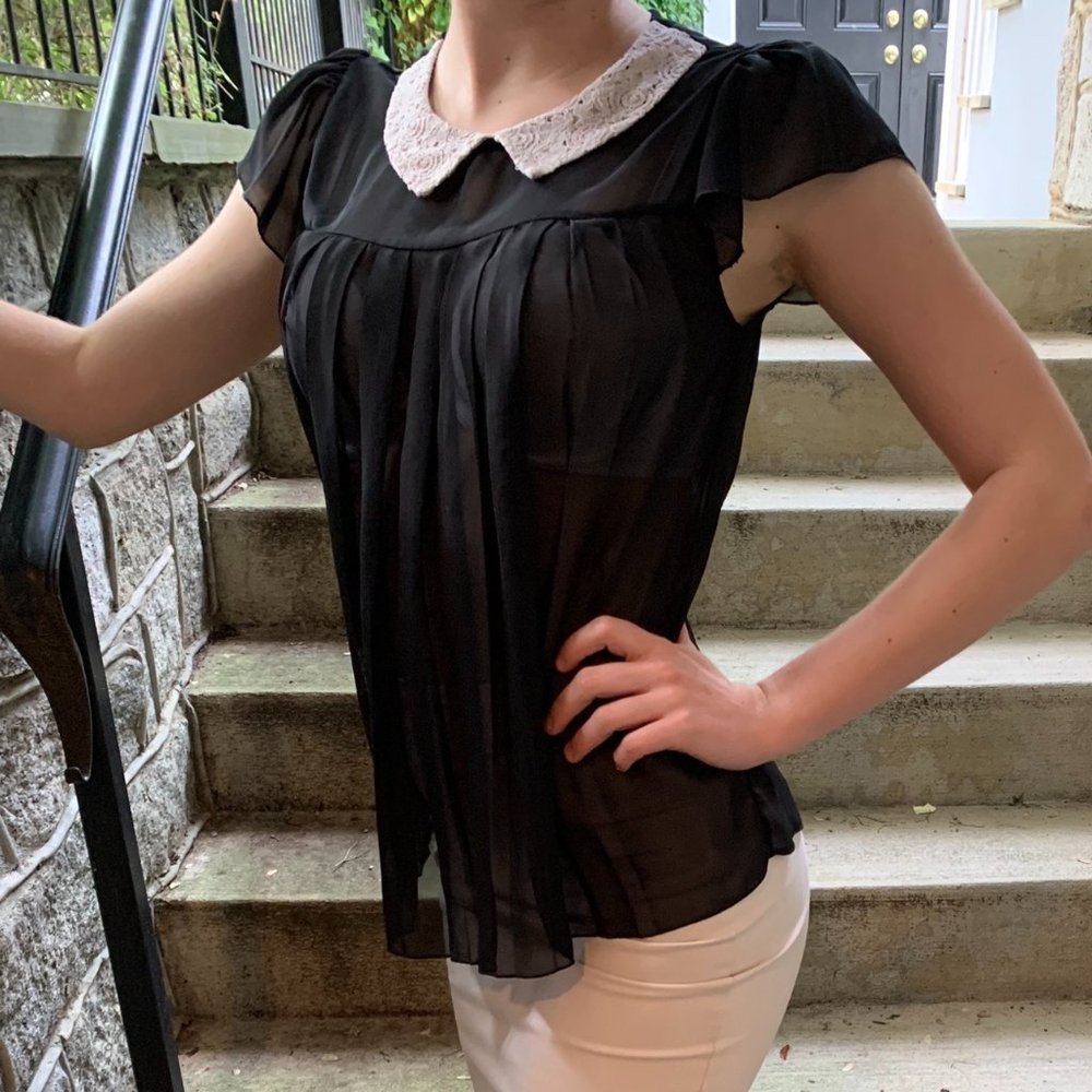 Lily White Blouse with Lace Collar